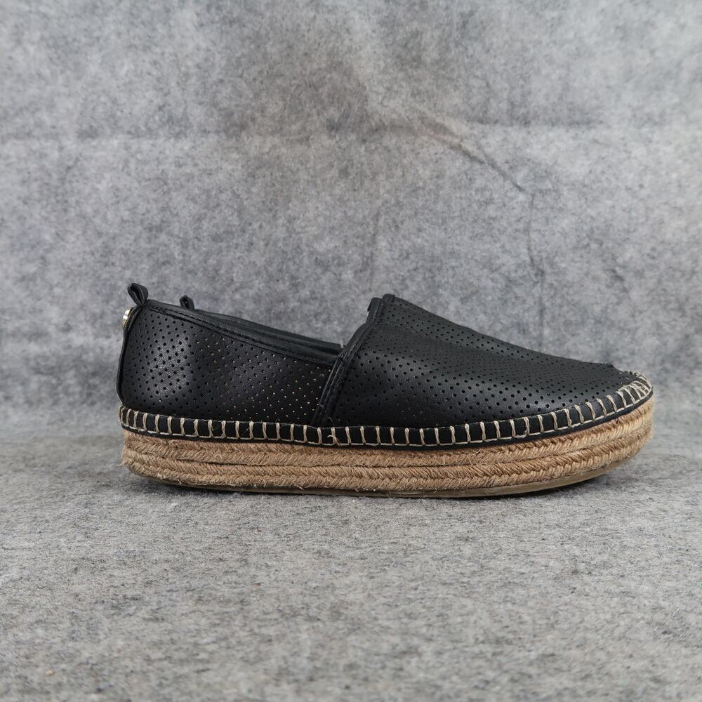 a.M Shoes Womens 6 Slip On Loafer Espadrilles Black Perforated Platform Casual